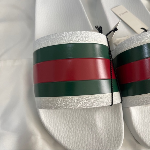Gucci men's GG signature web monogram logo stripe slides sandals NWB - Picture 15 of 16